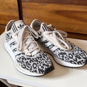 adidas Women's Black & Cream Knit Leopard-Pattern Sneakers